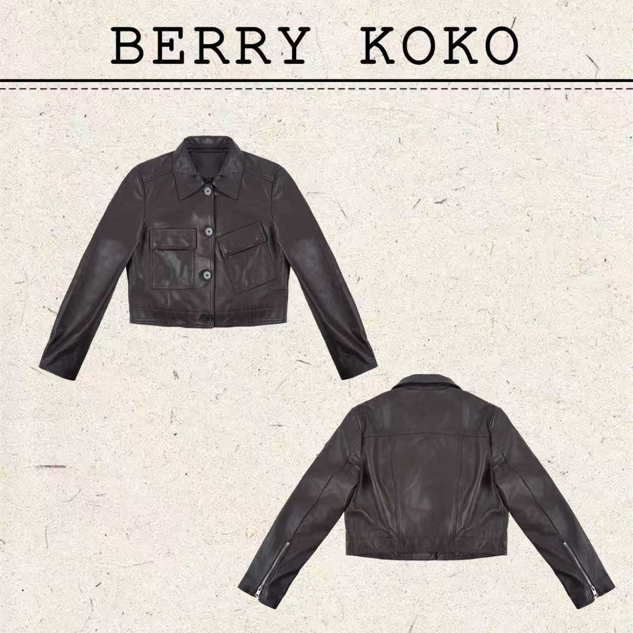 复古进口“油腊羊皮”斜口袋“拉链”袖子短款皮衣外套W224