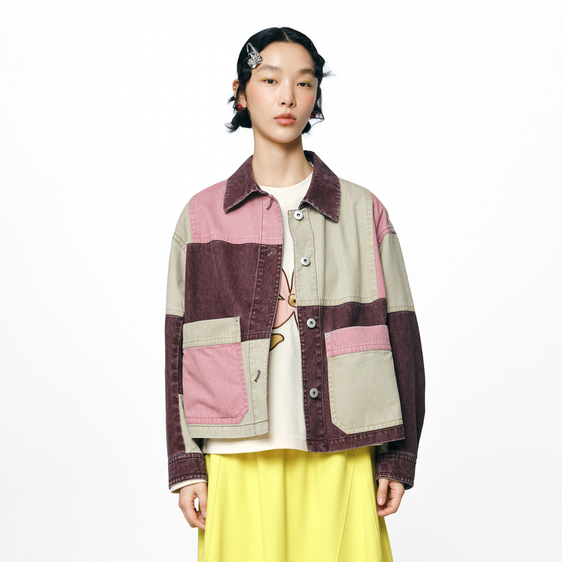 MOVEUP幻走2025秋季新款.FUN 金属扣口袋三色短款外套女3EWQ20765