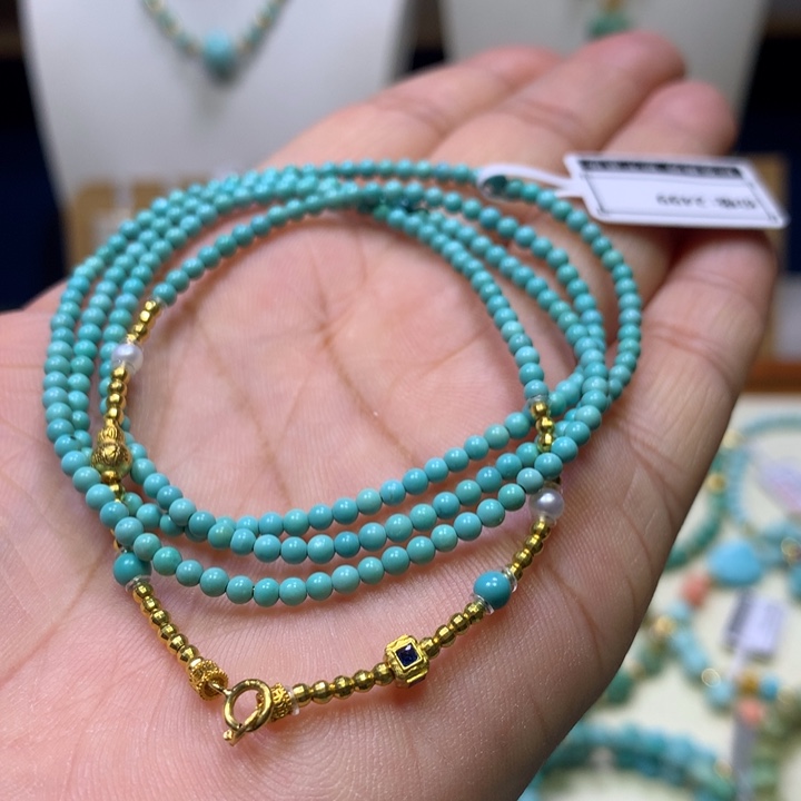 绿松石18K金镶嵌项链