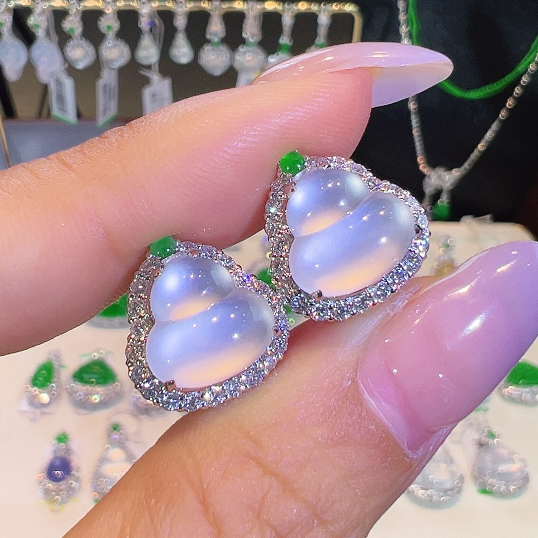 翡翠18K金镶嵌耳饰