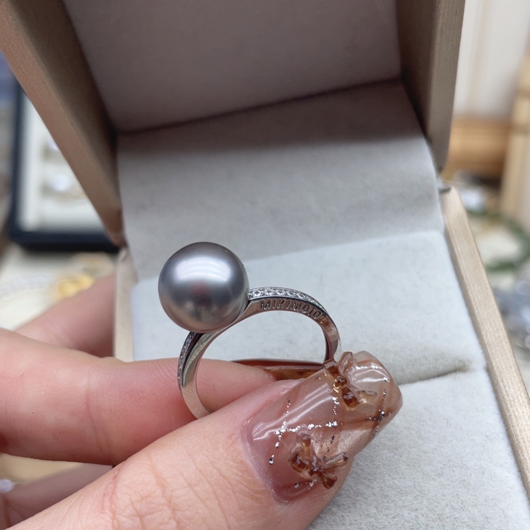 银S925镶嵌海水珍珠戒指X209