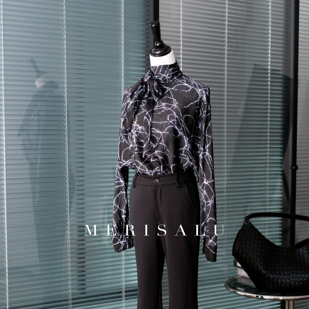 MERISALU【CHEN STUDIO】时光印记-重磅桑蚕丝不规则裂纹上衣