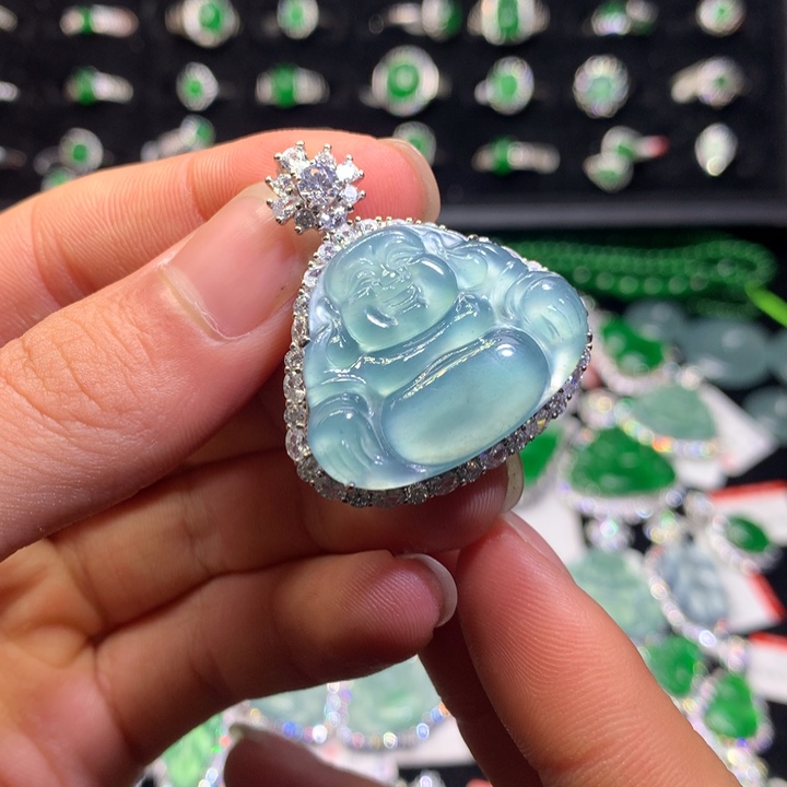 【闪购商品】翡翠颈饰银S925镶嵌佛公吊坠