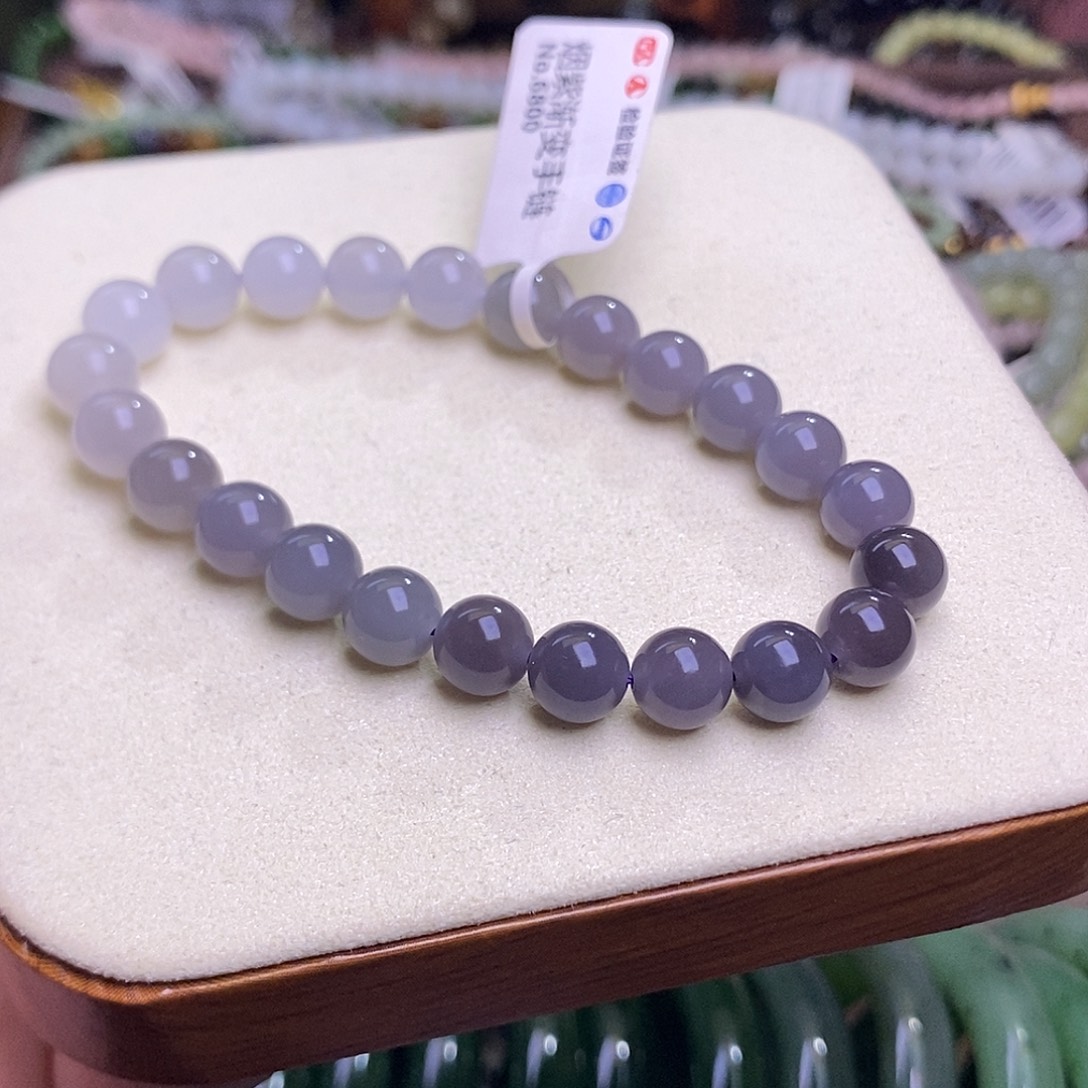 和田玉未镶嵌颈饰浓烟紫冰底手串8mm