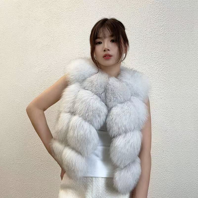 韩版新款狐狸毛马甲冬季百搭网红时尚保暖气质