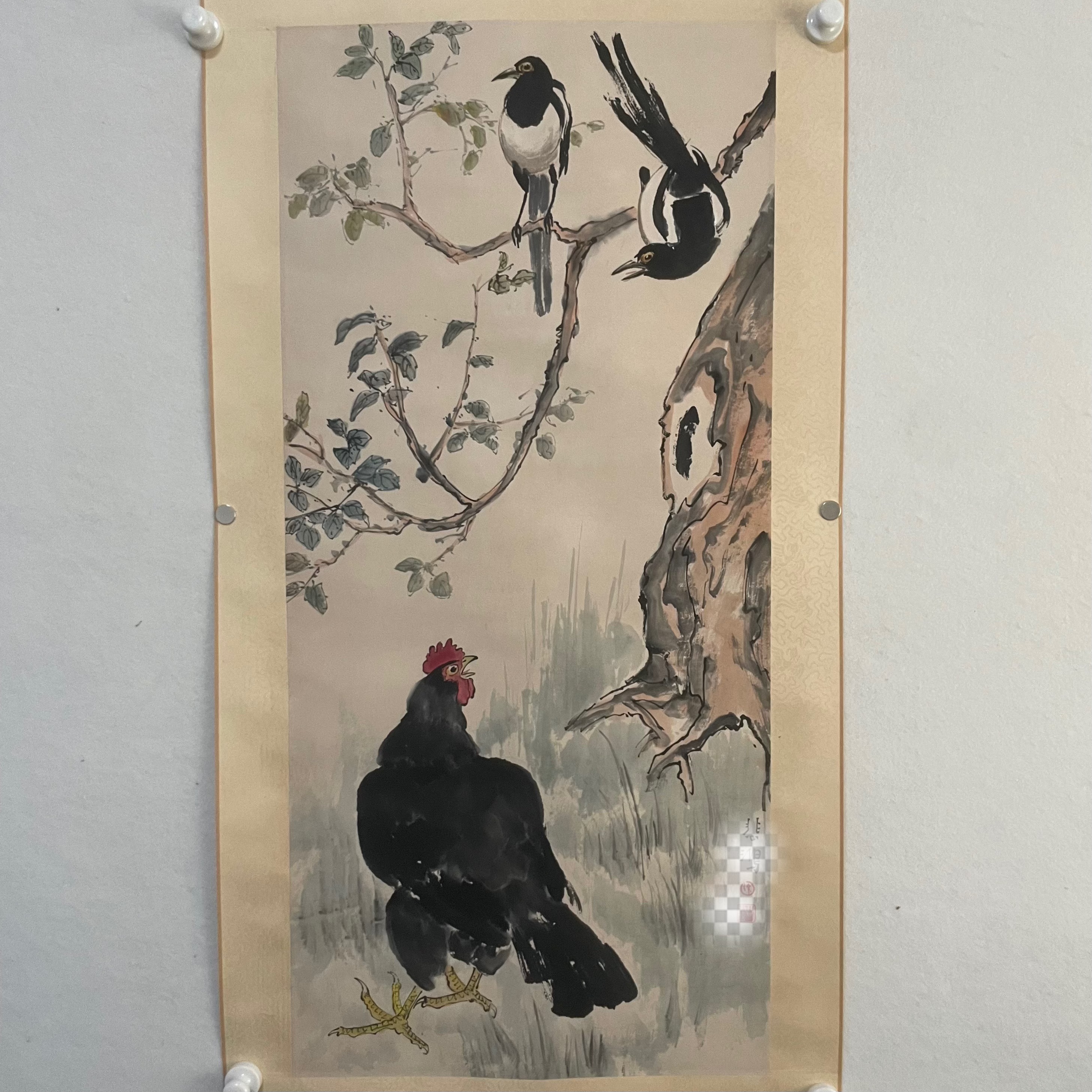 6845 大吉图 纸本设色立轴 44×94