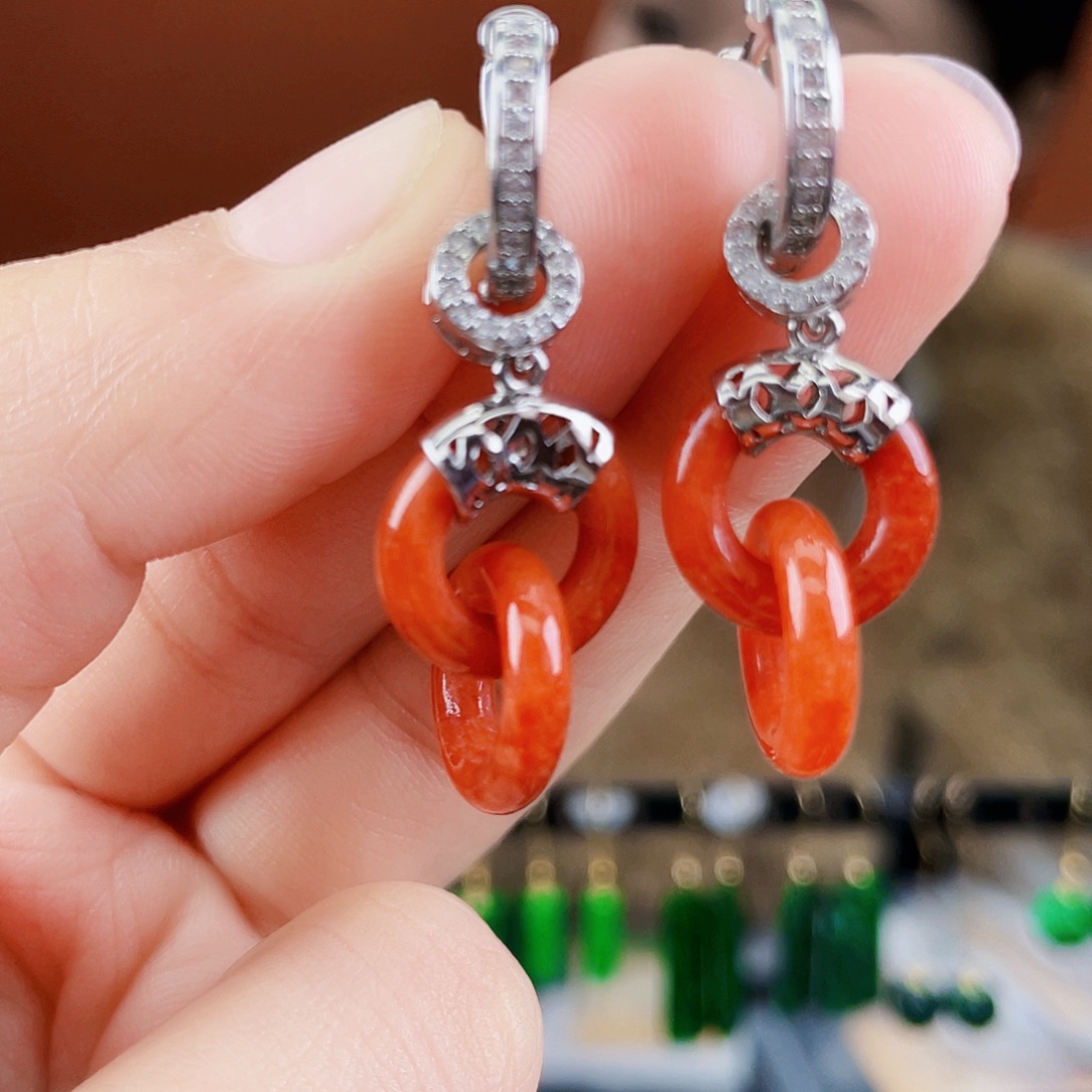 翡翠未镶嵌耳饰饰品