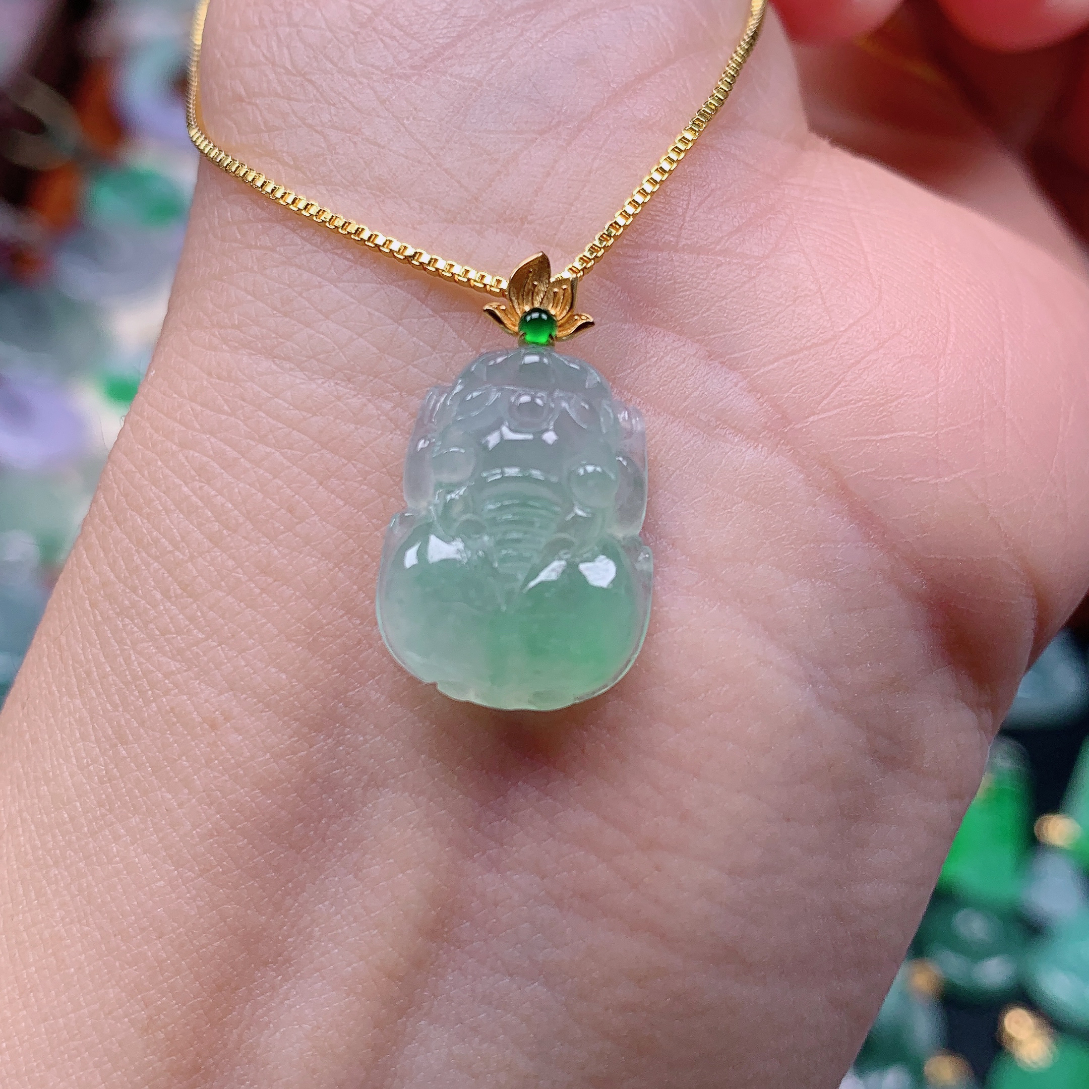 缅甸天然A货翡翠，冰晴貔貅 编号13/1215 尺17-13.5-5