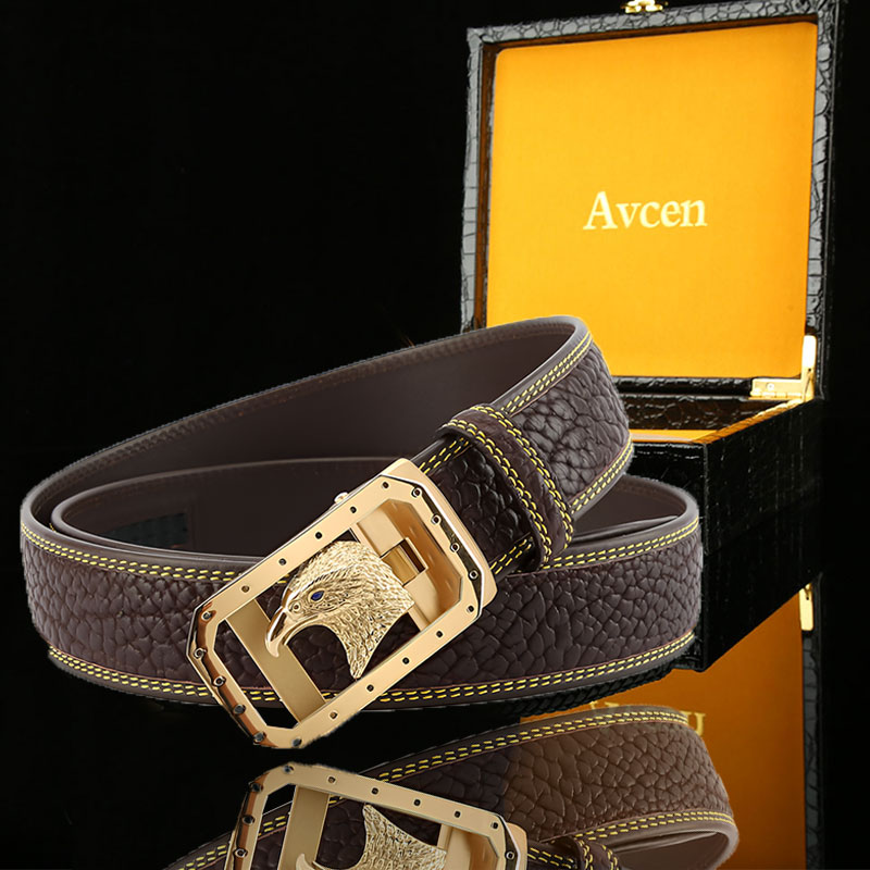 【不锈钢牛皮自动扣腰带】新款皮带男真皮男款商务潮流时尚休闲裤带