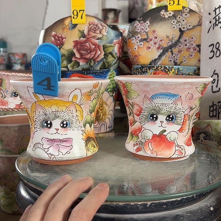 满38包邮 景德镇幸运花盆