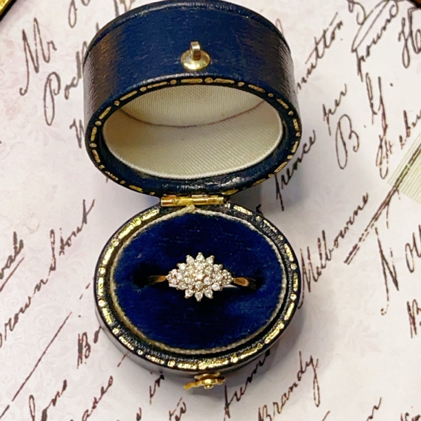 欧洲回流西洋中古vintage9K金钻石戒指3267