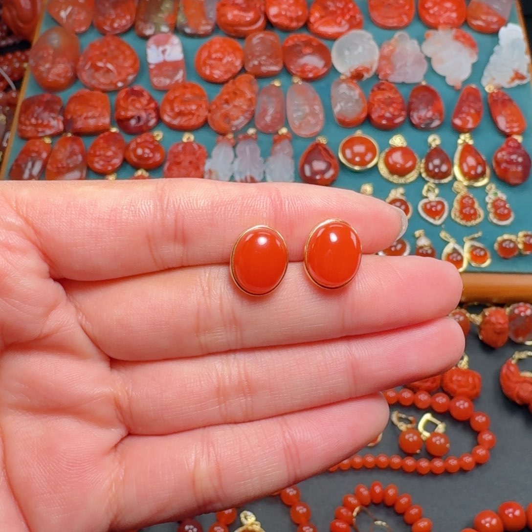 南红玛瑙南红保山柿子红银S925镶嵌