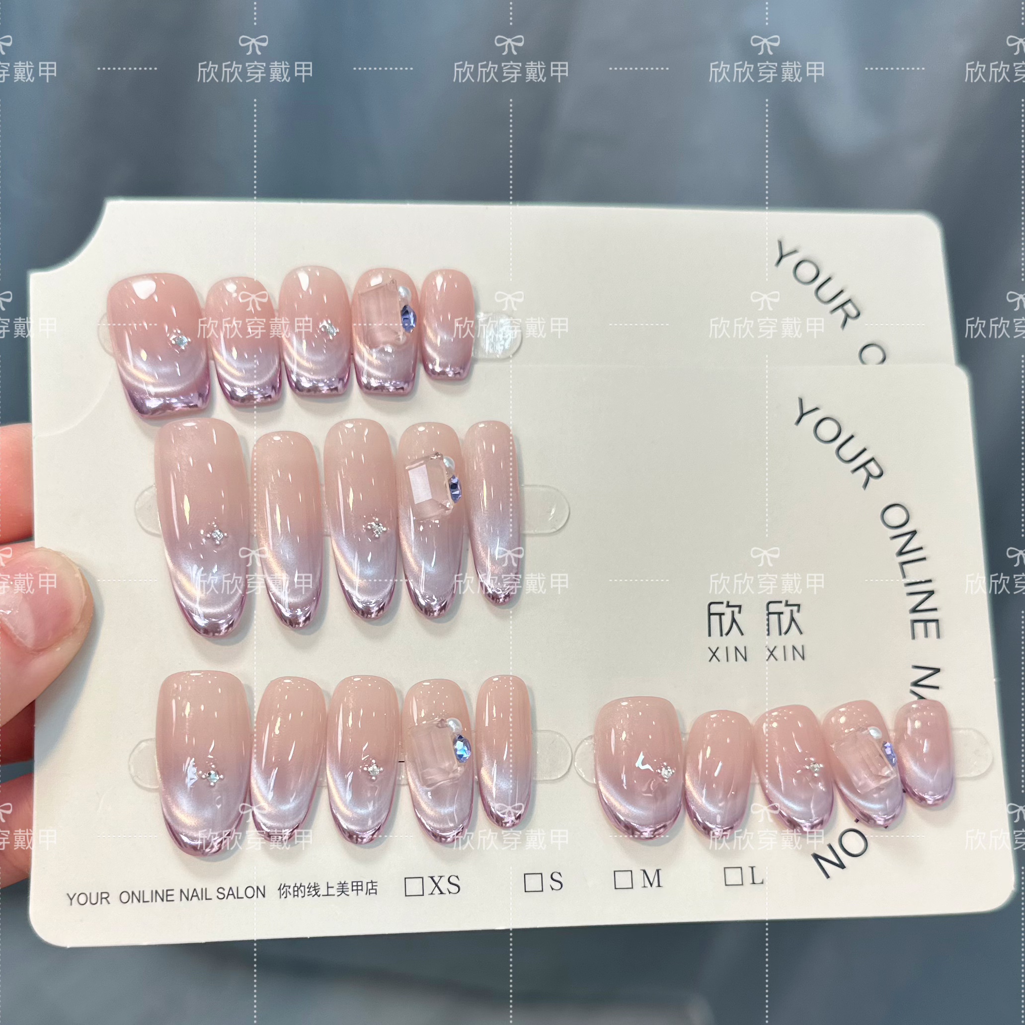 紫色韵味-Hand-painted clear bow 纯手工穿戴甲 10片装