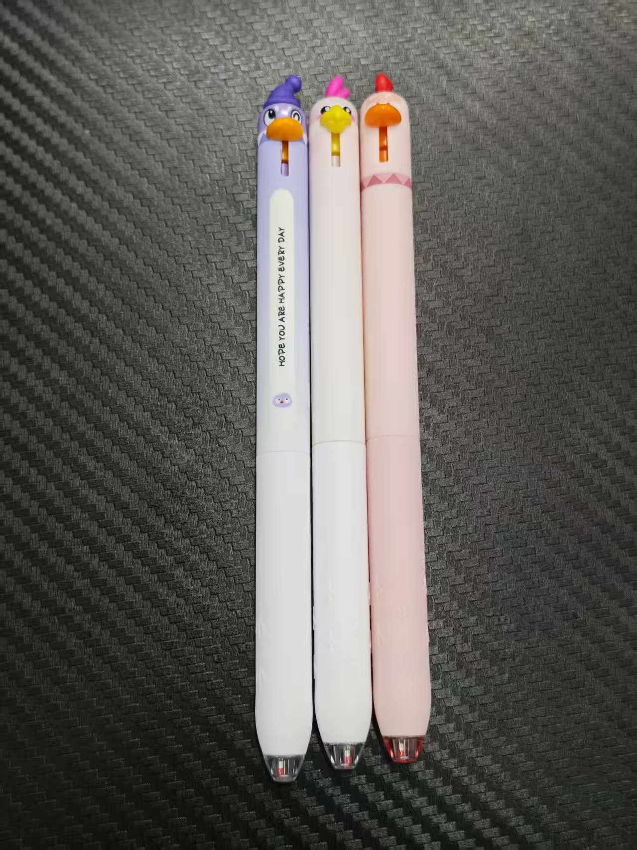 【发3支-紫粉（黑）萌宠系列】【企鹅+小鸡+鹦鹉】