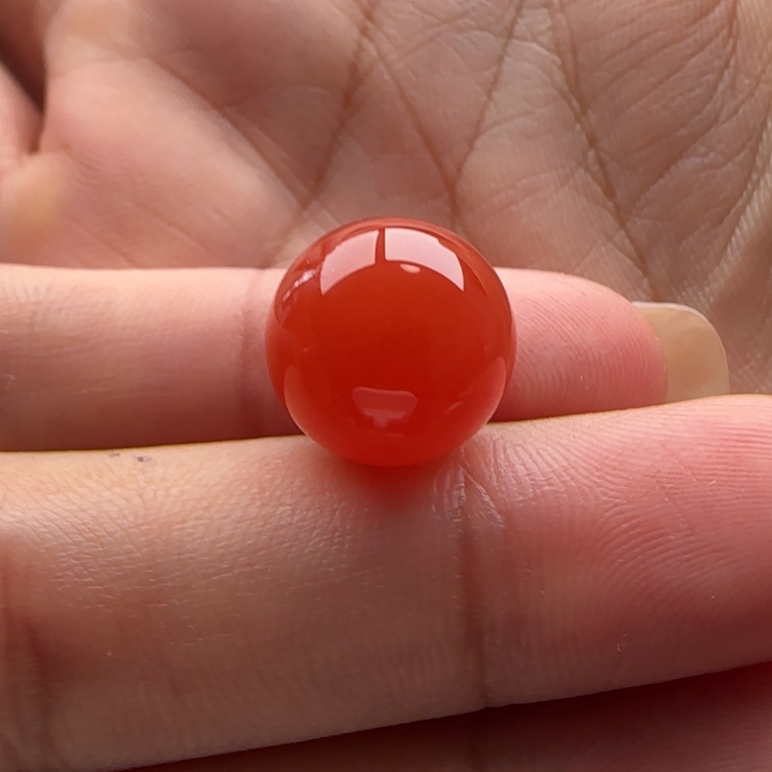 清***鸿南红玛瑙圆珠12.2未镶嵌马牙