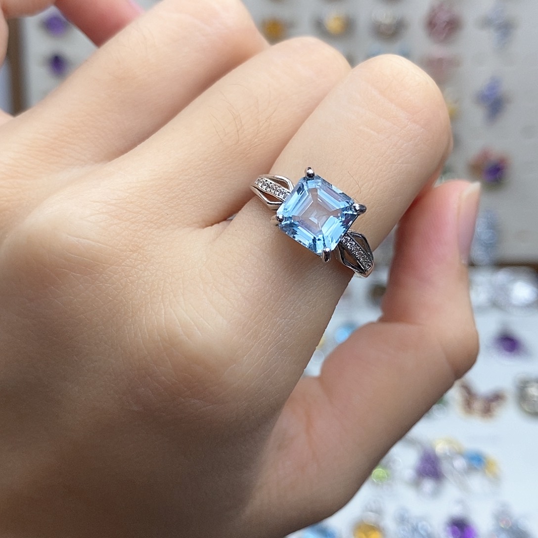 托帕石戒指银S925镶嵌（需要证书备注）