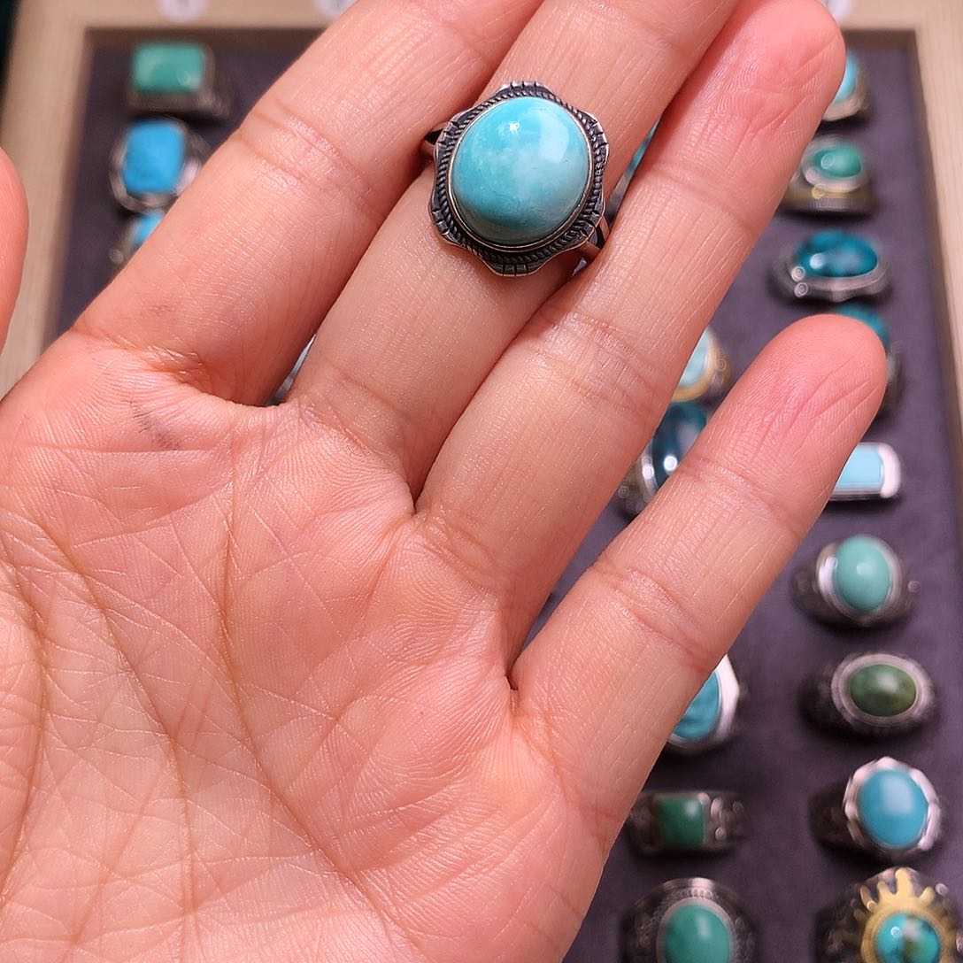 绿松石挂件银S925镶嵌