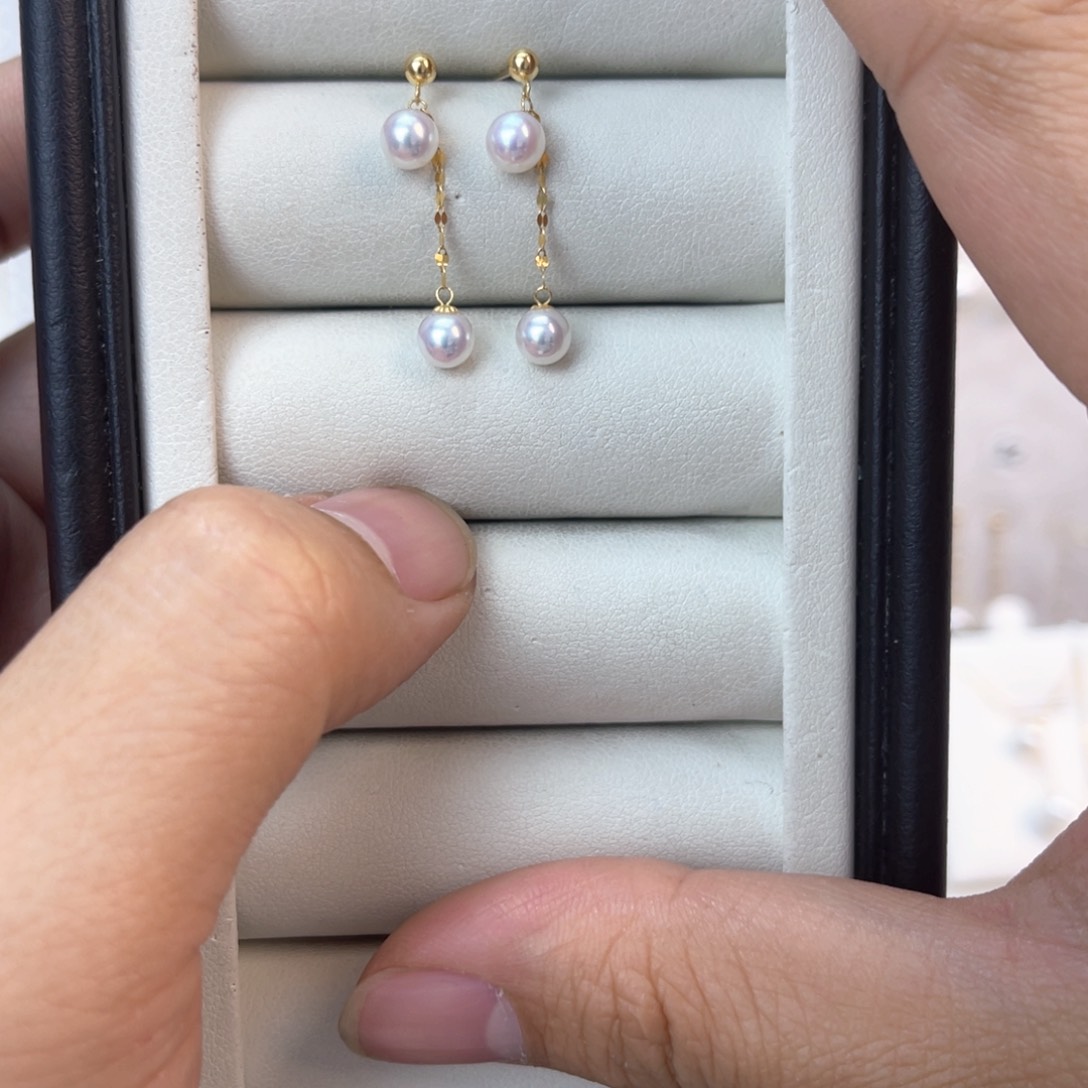 淡水珍珠耳饰18K金镶嵌