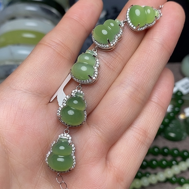 和田玉银S925镶嵌手链