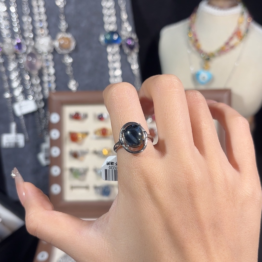 天***使烟晶戒指银S925镶嵌