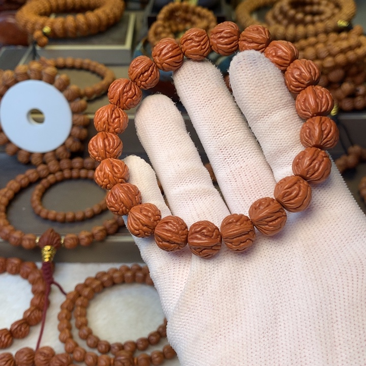 小***圈桃核手串秦岭龙纹