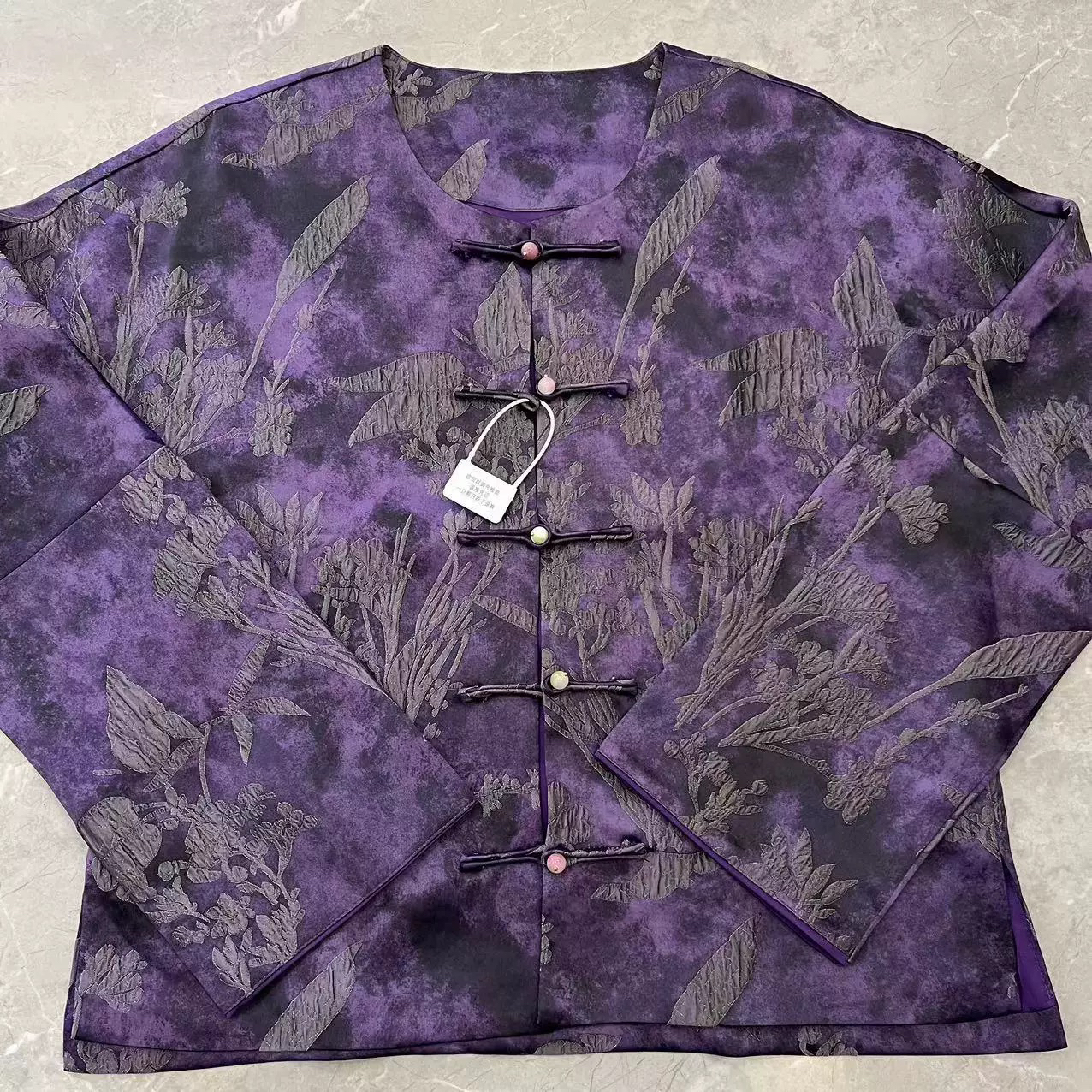 【紫灵】秋季新款高定系列专柜款桑蚕丝圆领盘扣双穿外套