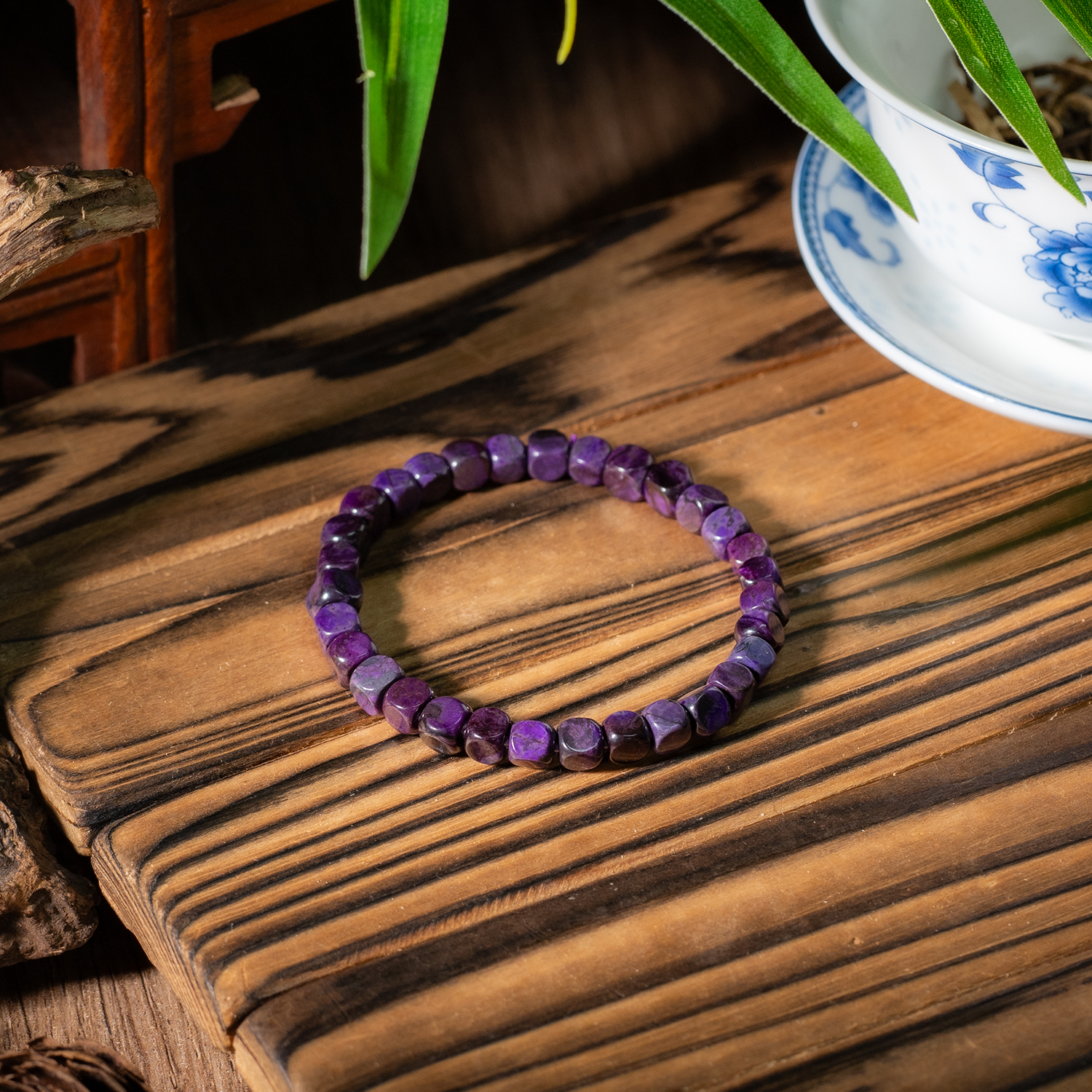 世间臻宝-语笑丨浓老油帝王紫舒俱来魔方手串/多样性发/P7601