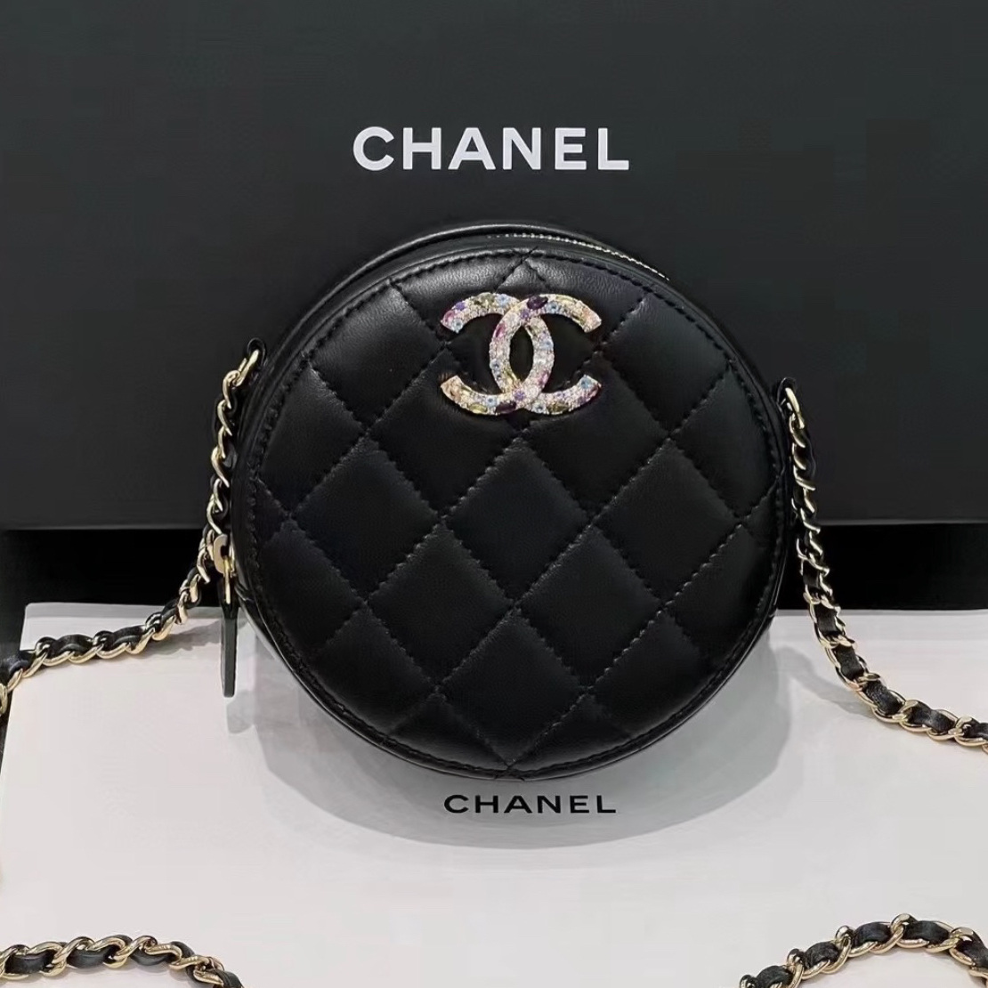 95新 Chanel/香奈儿 彩钻圆饼单肩包17045970