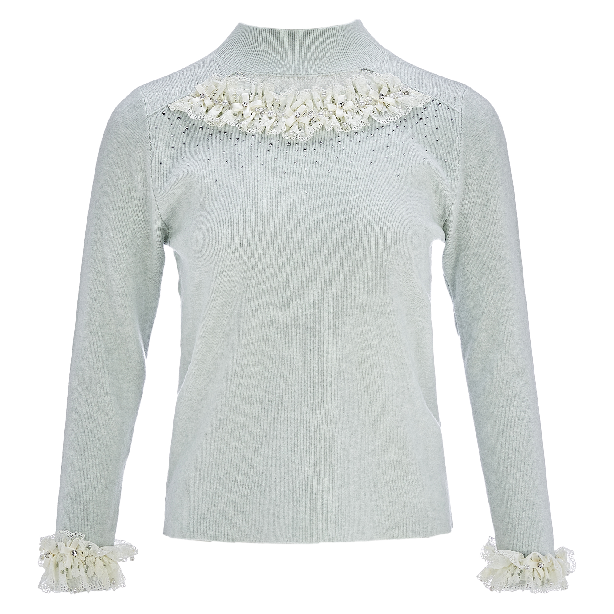 MeByMarieElie【西楼望月】优雅风重工蕾丝钉珠毛衫EAF44E78655