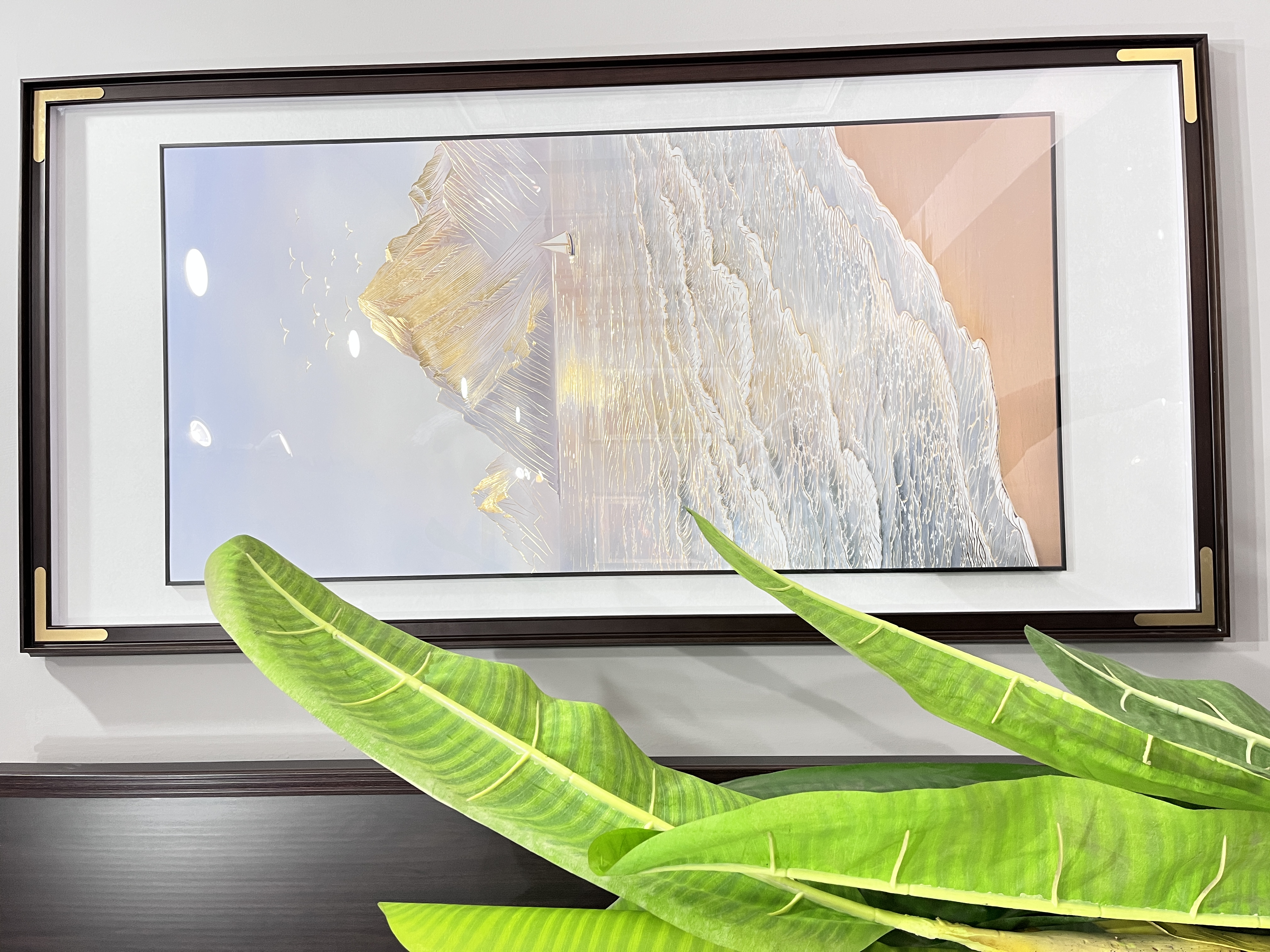 2025年新款（山海呈祥）高端玄关装饰画手工铜雕画入户走廊过道挂画