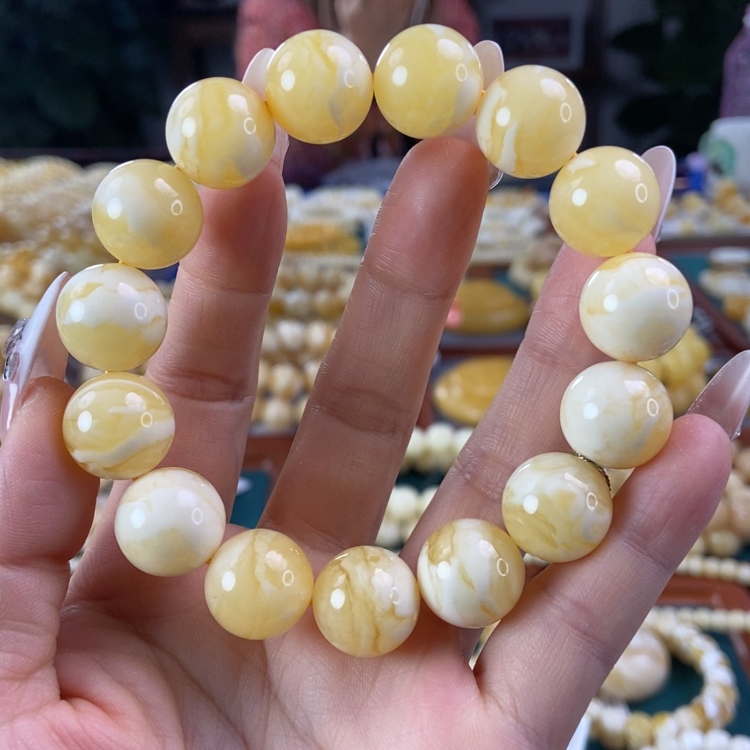 琥珀珠宝奇石未镶嵌15圆珠28.6