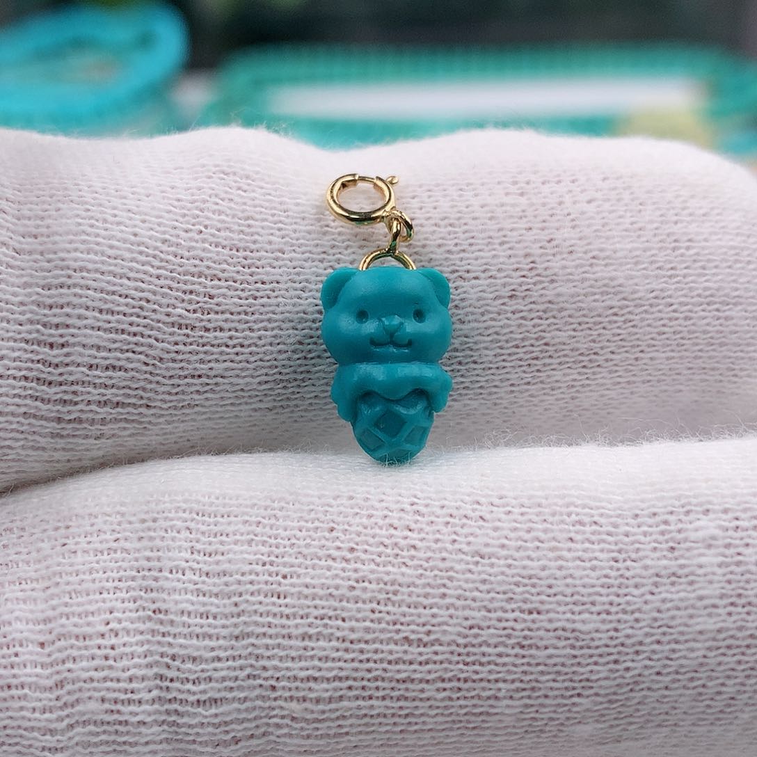 绿松石小熊宝宝18K金镶嵌