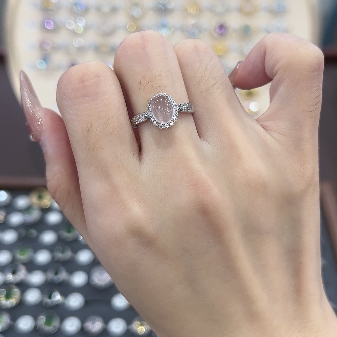 蛇纹石玉银S925镶嵌戒指