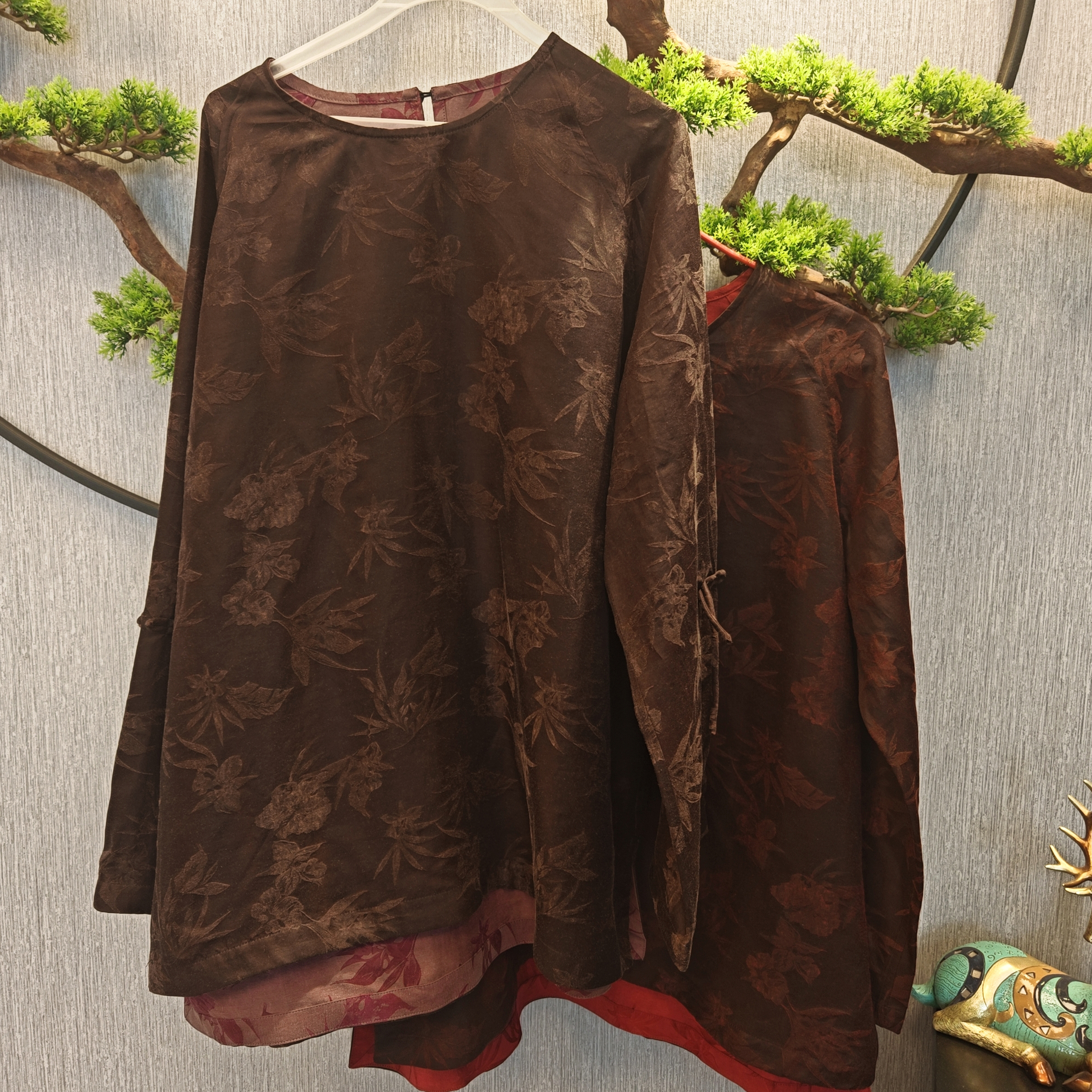 【千奈莉 】丝麻老料双面穿套头上衣YJ081