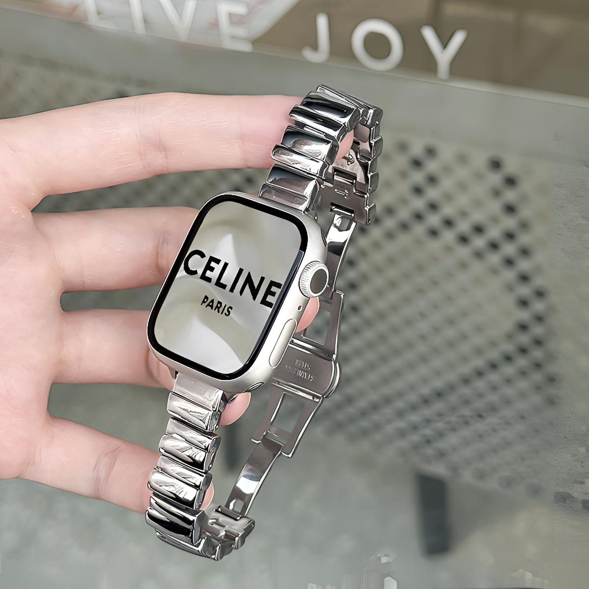 适用AppleWatchS8金属表带高级6不规则S10苹果手表S9细款SE女夏S7