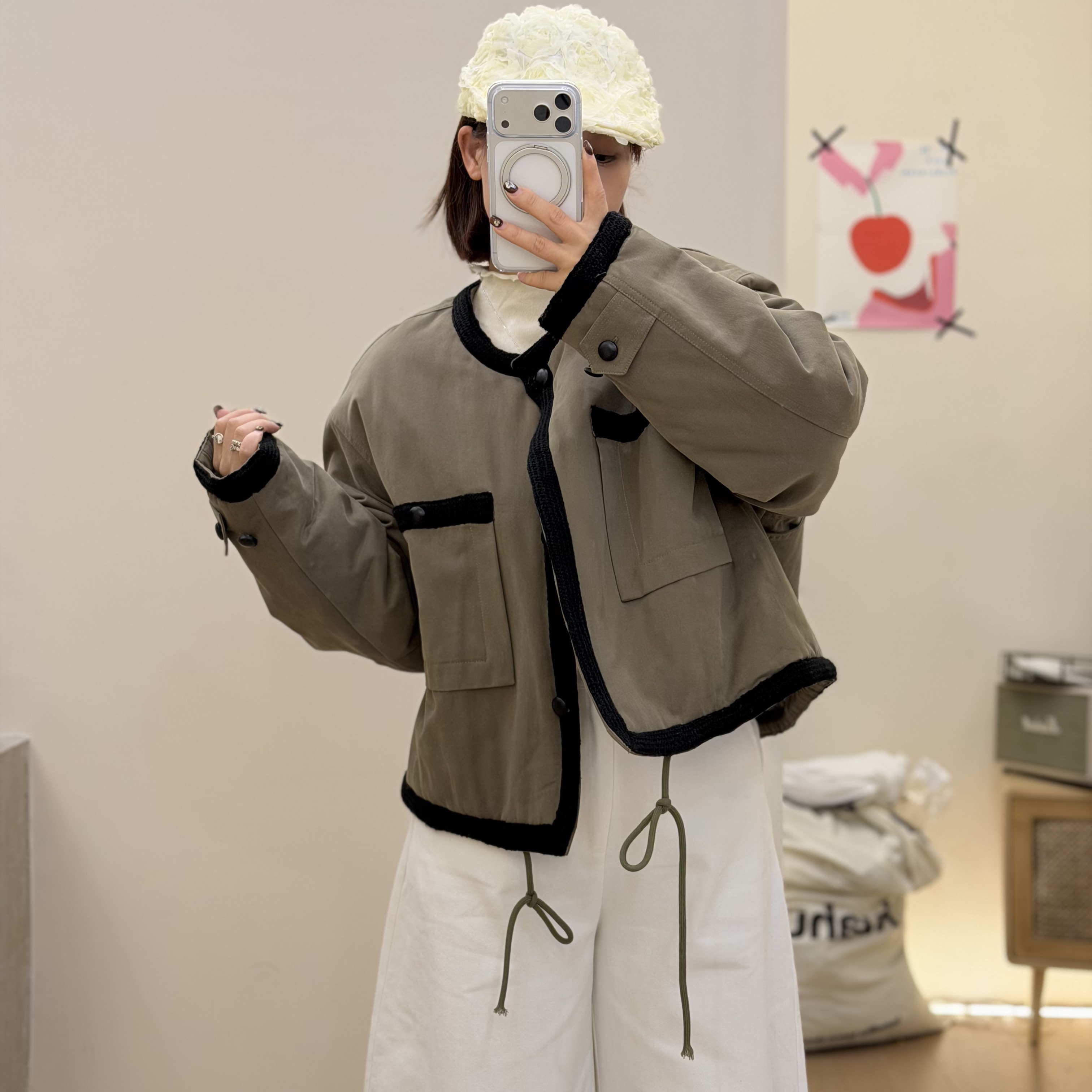 小香风夹棉外套女小个子2025秋冬法式高级感短款上衣