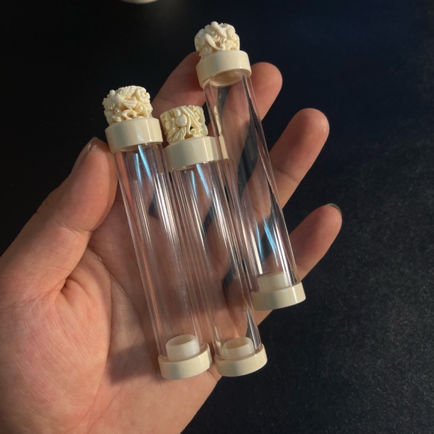 海派黄蛉筒 猛犸口盖蒙芯 有机筒身 手工精雕蒙芯