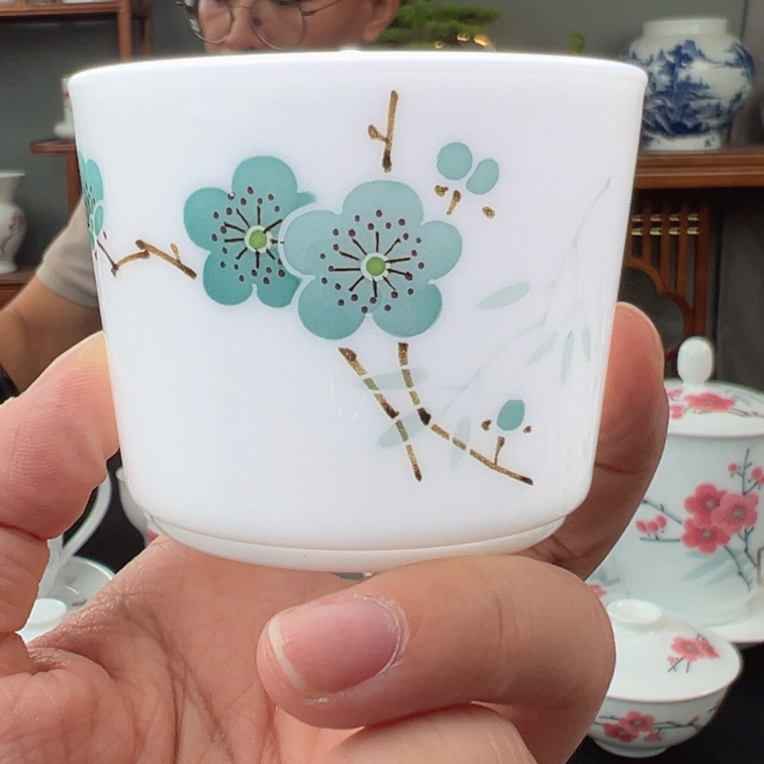 翠竹绿梅书卷杯杯
