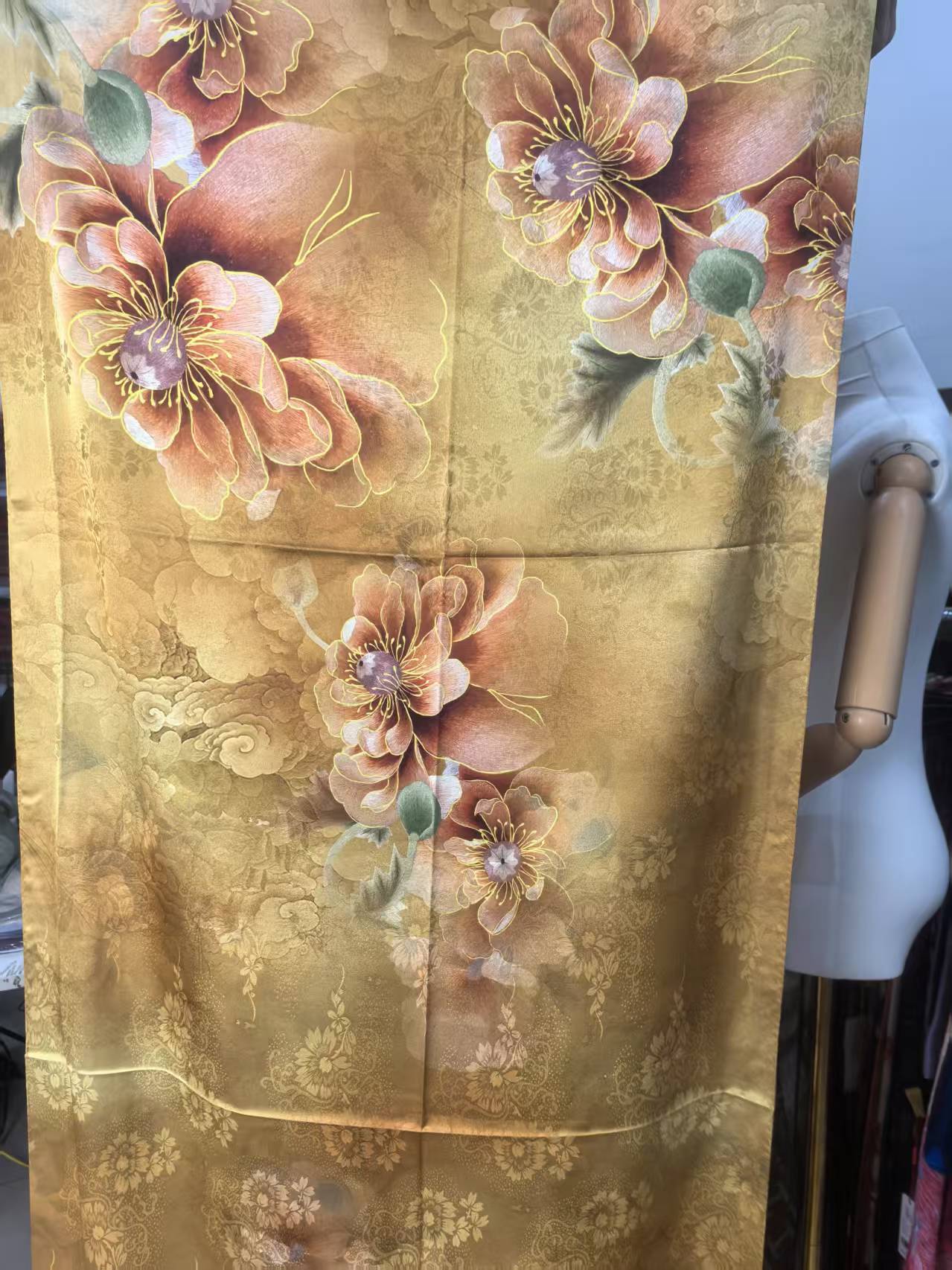 X014  芍药花开 香云花萝 70*180气质优雅长巾披肩X