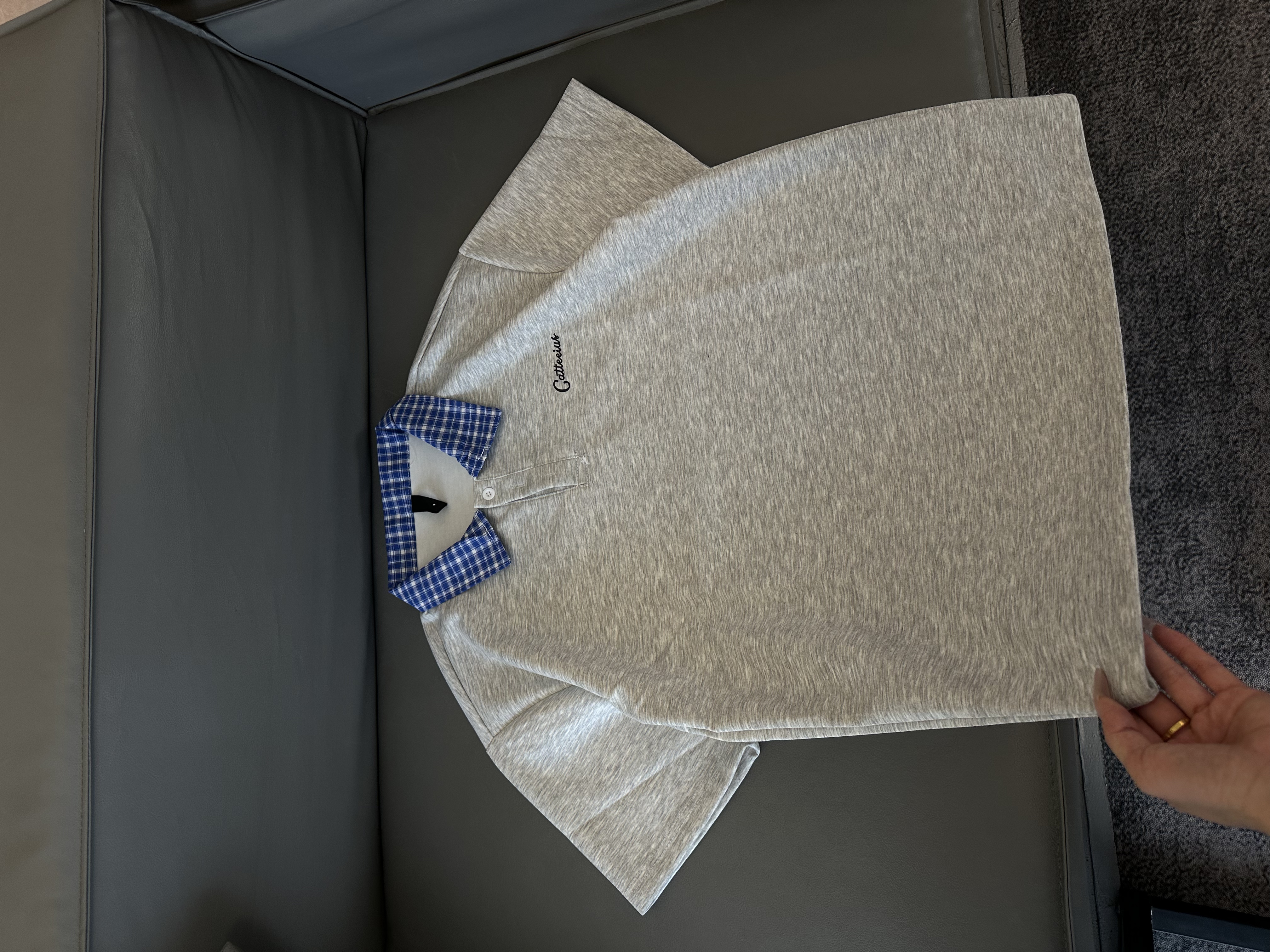 T257 短袖男款夏季polo衫学院风拼接翻领T恤男假两件上衣潮