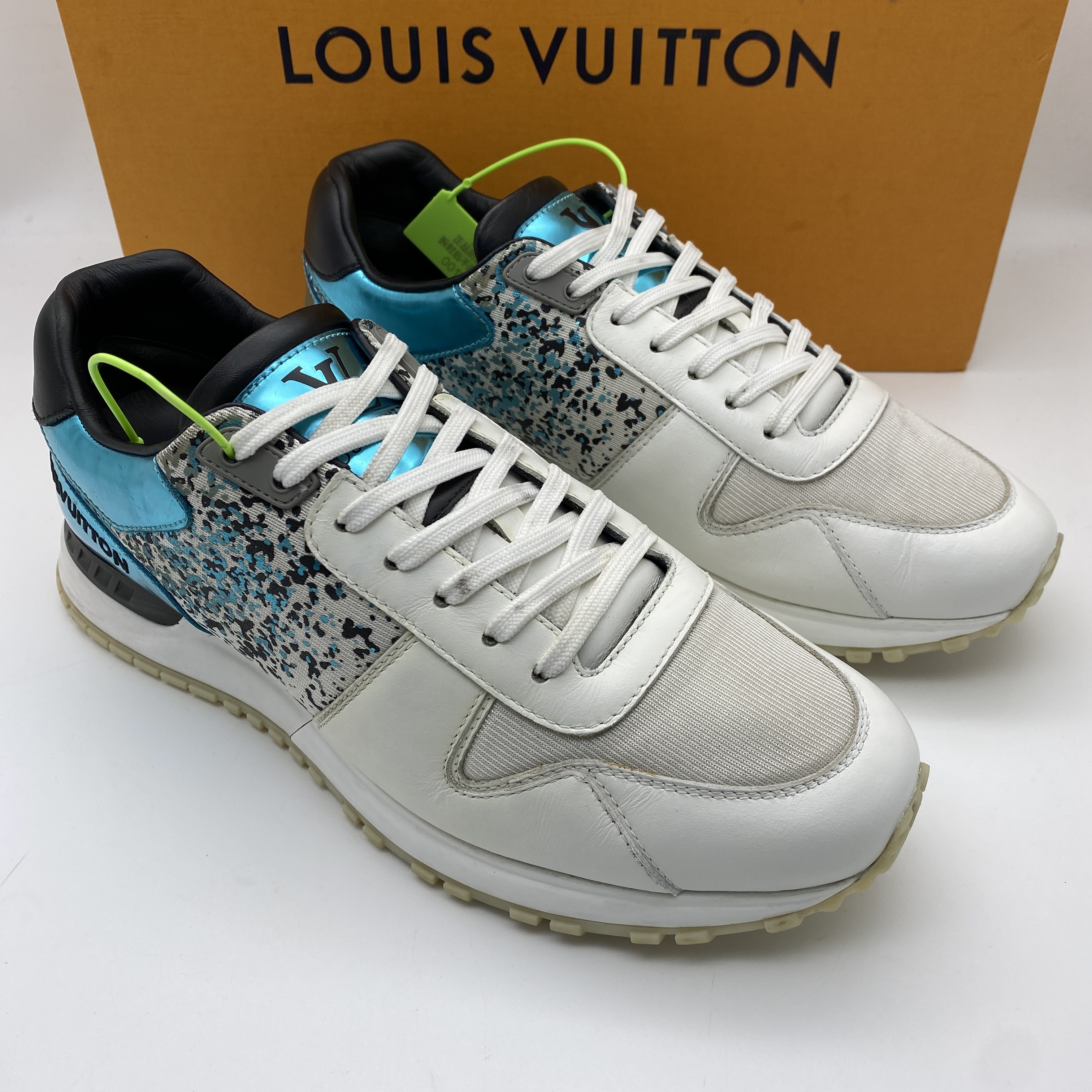 95新 LouisVuitton/路易威登 39.5欧码/白蓝色织物皮面运动鞋