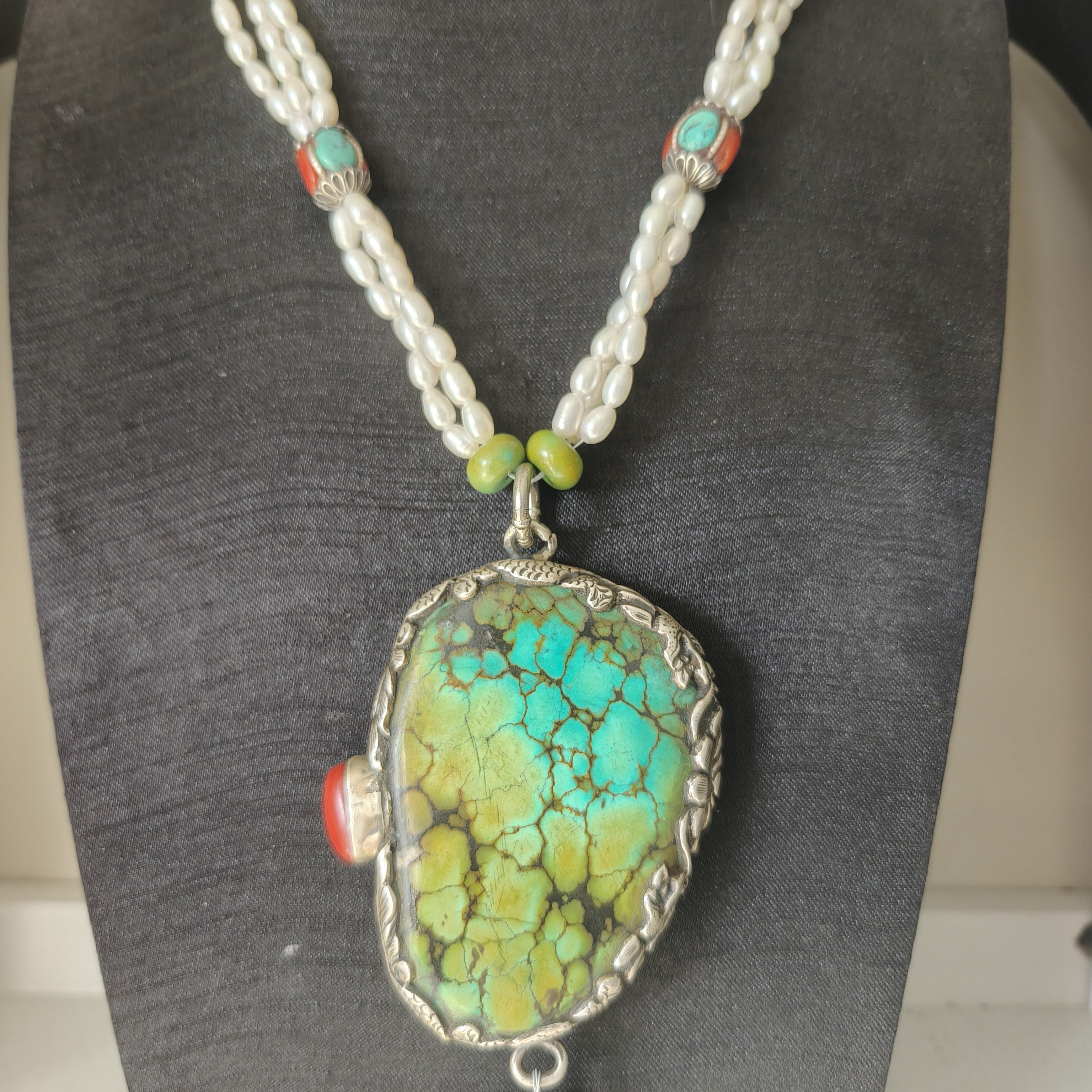 坠链均925银大理石 坠链均925银 手工藏式项链银