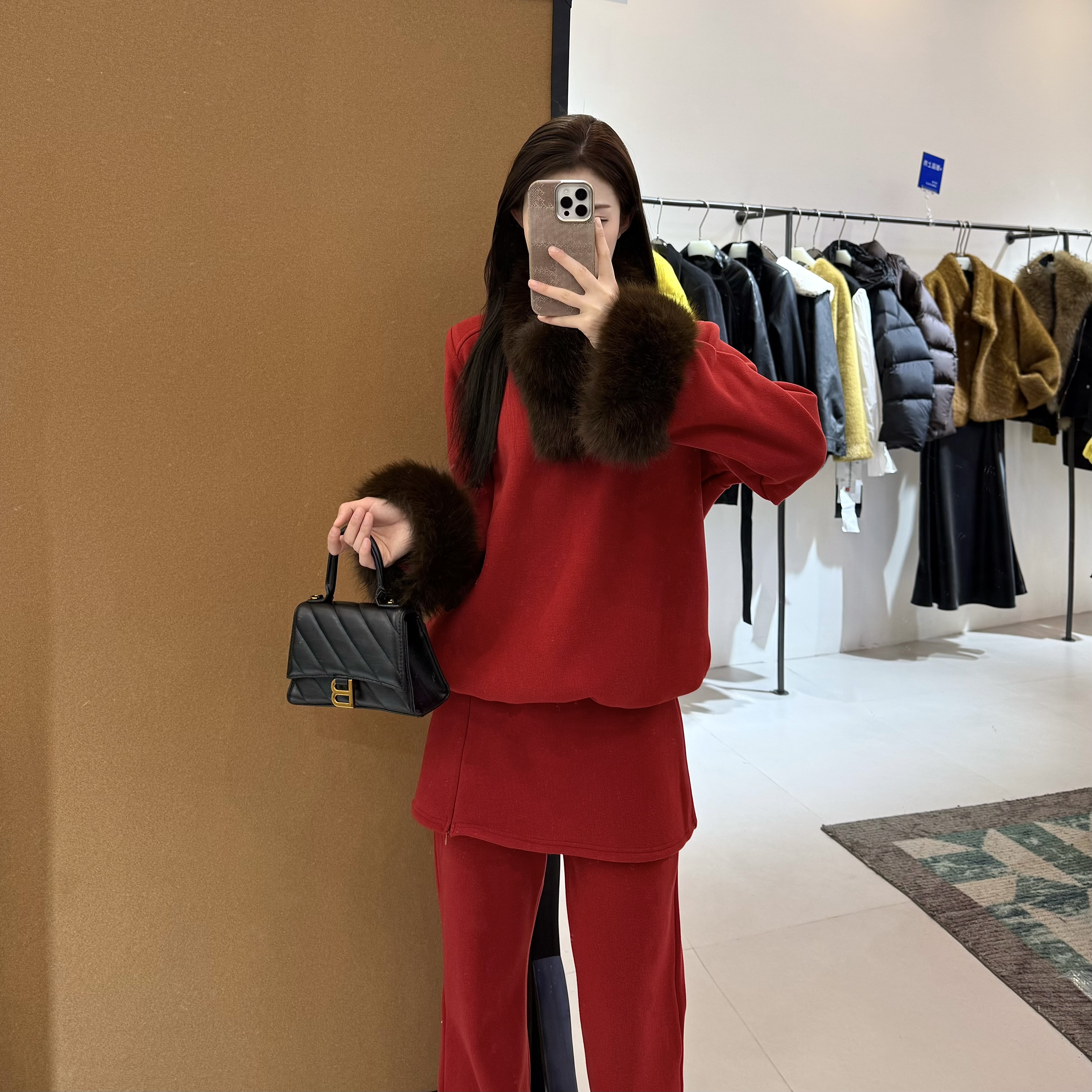 韩版洋气加绒轻奢圆领气质套装女宽松新款显瘦两件套冬季秋冬