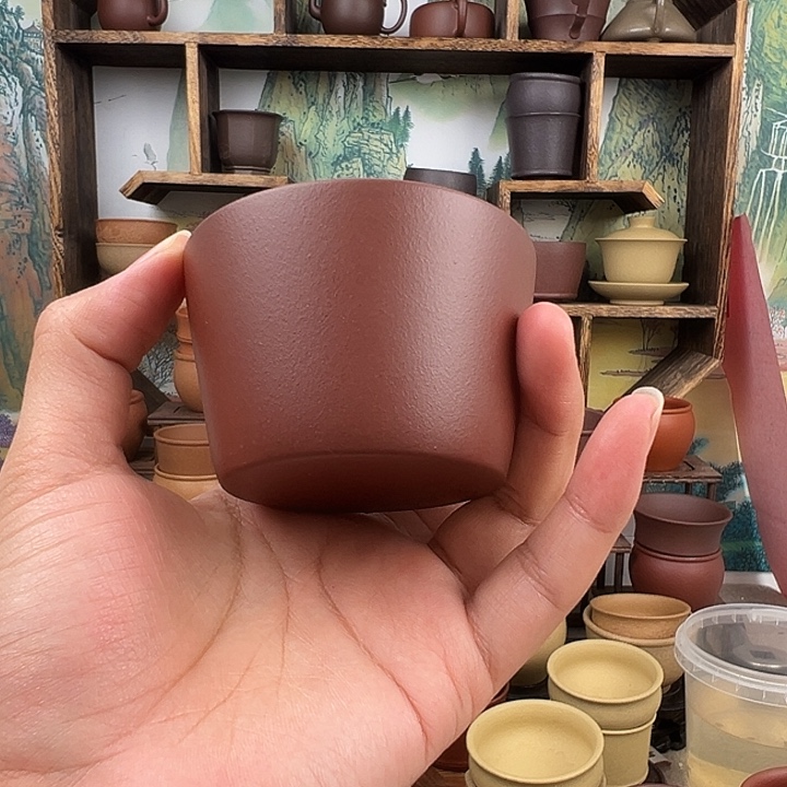 紫砂茶杯拙器甄选，纯原本矿。140毫升