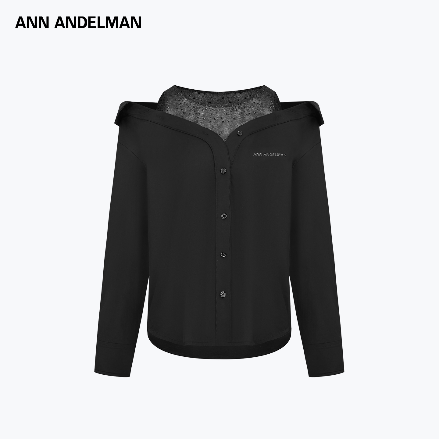 ANN ANDELMAN 26早春网纱烫钻拼接衬衫