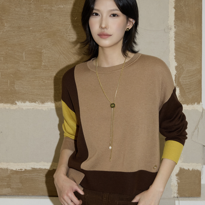 mithworld撞色圆领毛衫