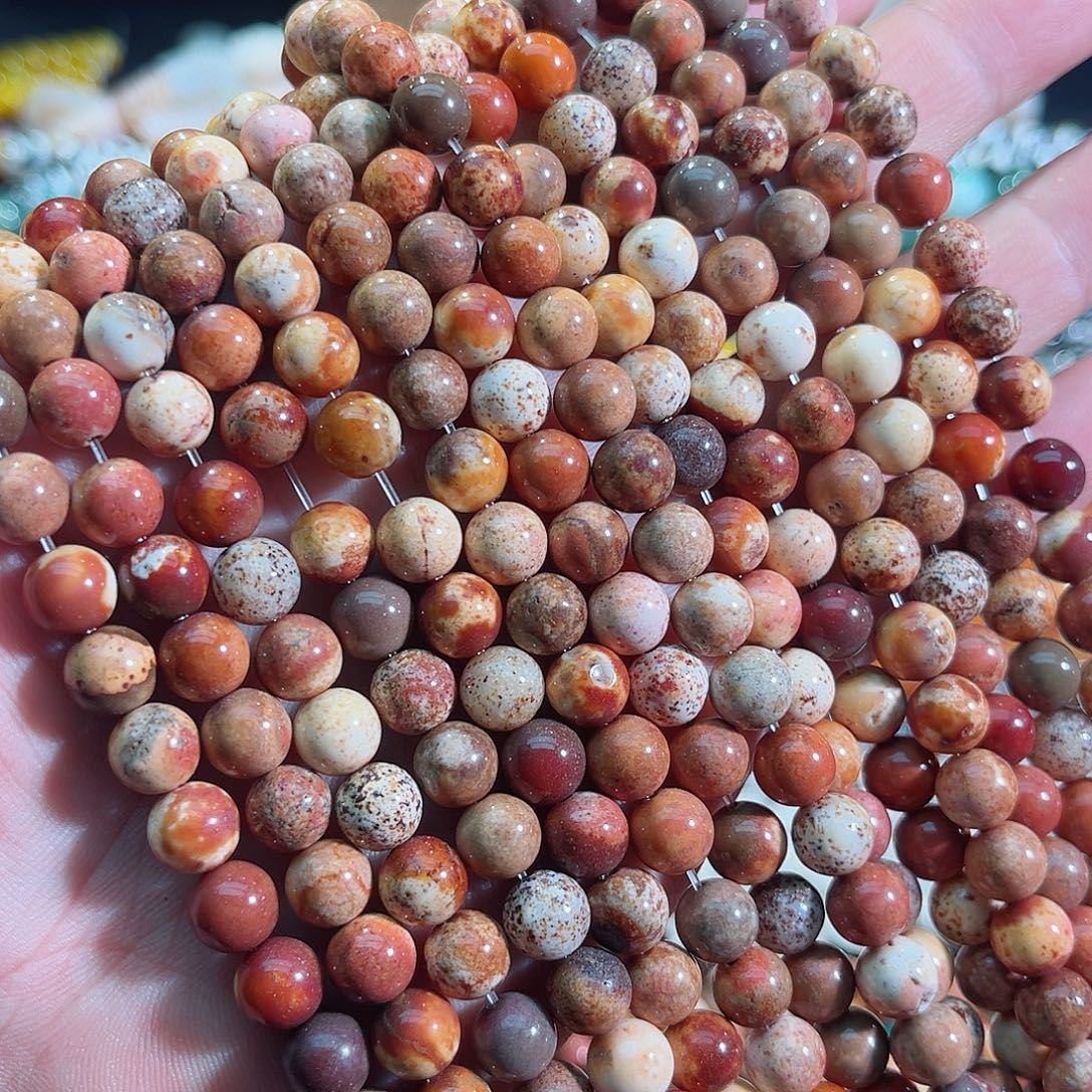 玛瑙/玉髓未镶嵌珠宝半成品老玛瑙8mm两条