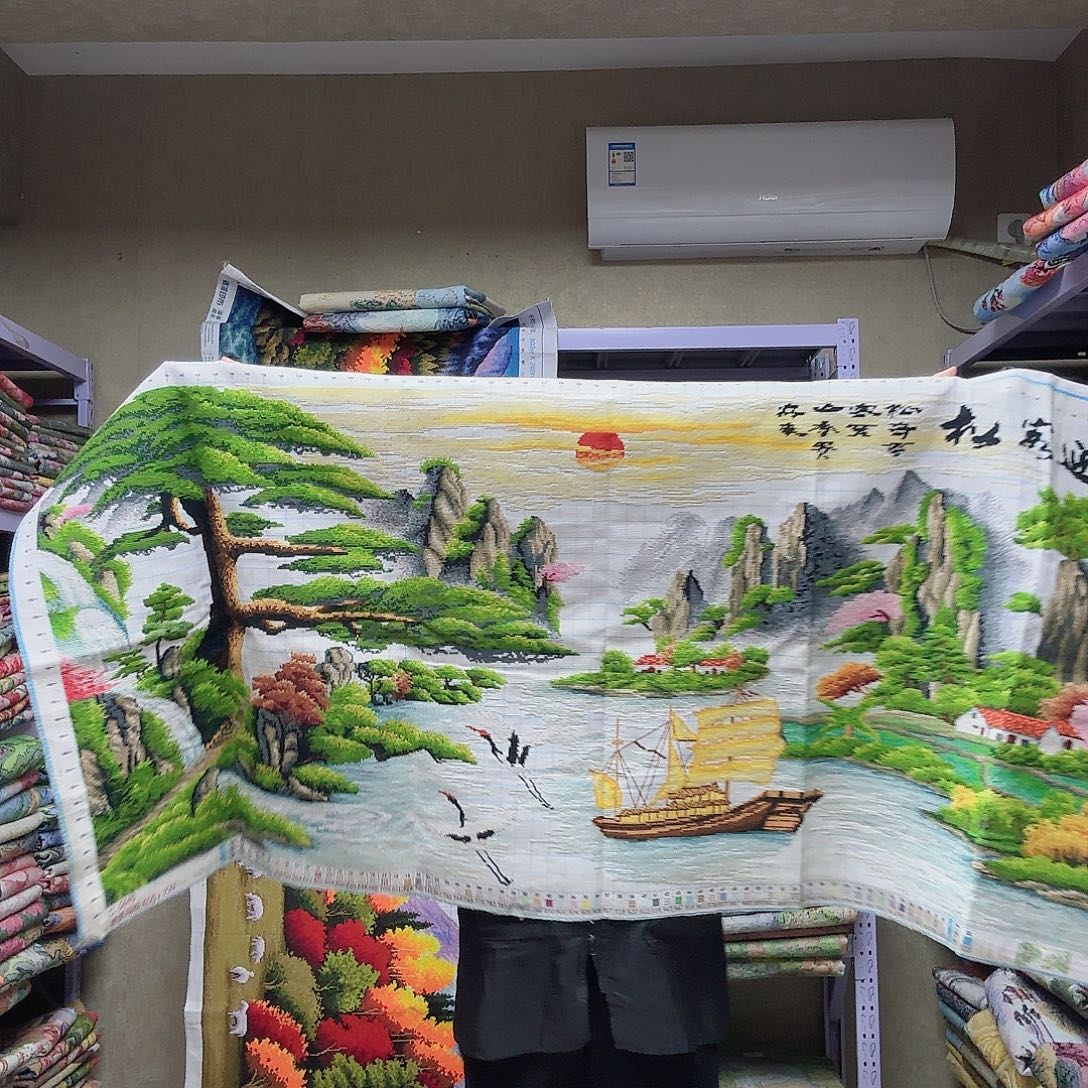 棉迎客松1.66米十字绣