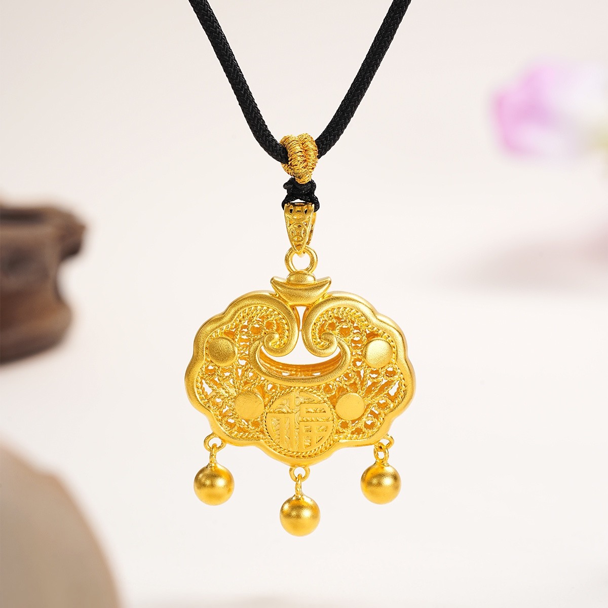 吊坠足银 吊坠足银 首饰平安锁金店同款