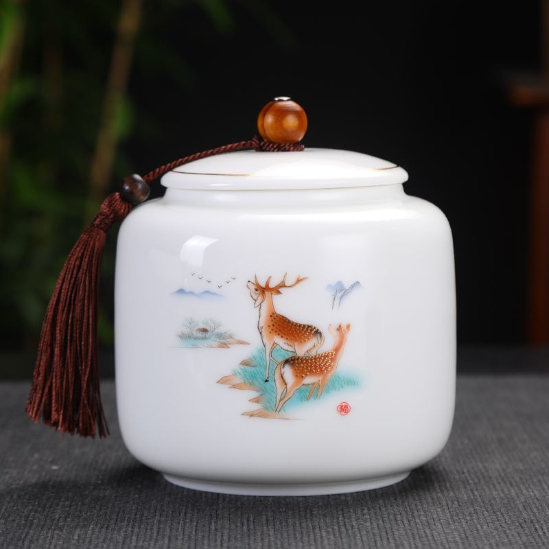 羊脂玉瓷大号茶叶密封罐家用防潮适用